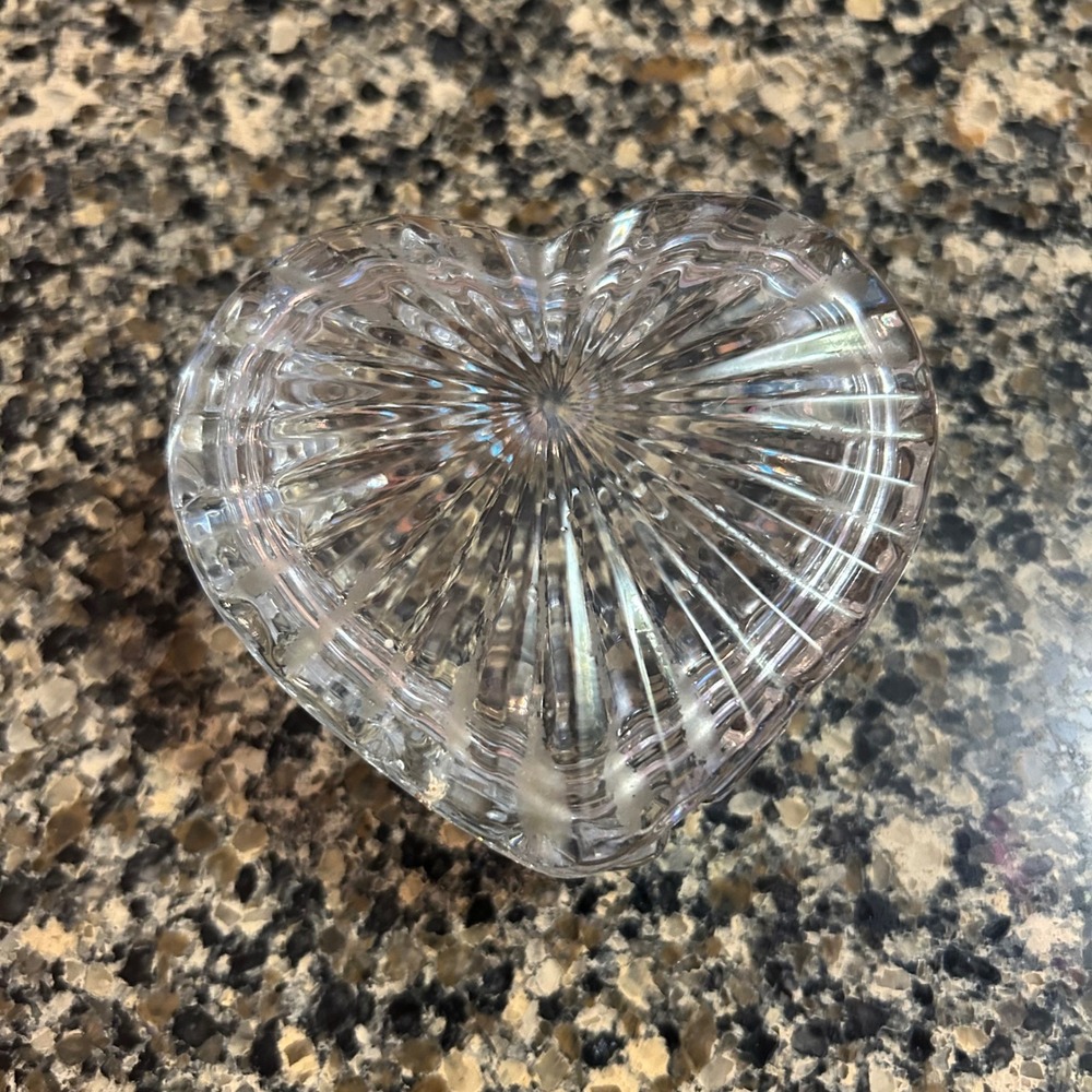 Heart Trinket Box Crystal Glass Jewelry Keepsake Candy Dish Decor‎